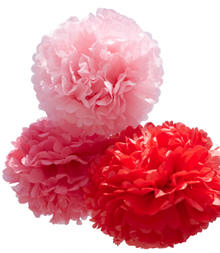 Red/Pink Set of Large Paper Pom Poms