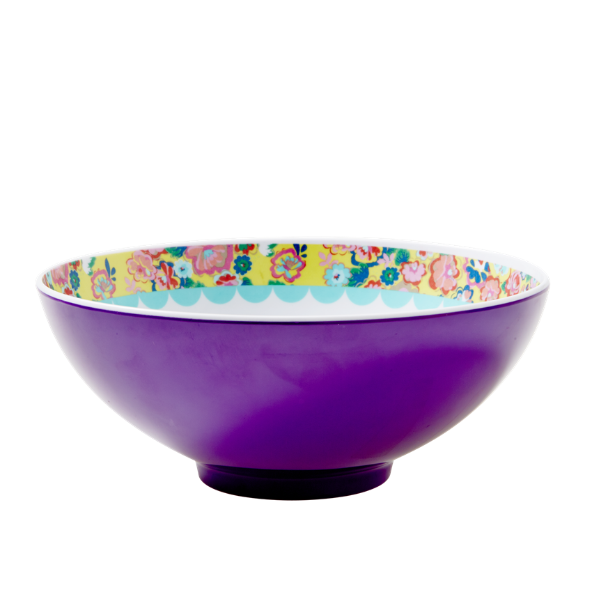 Lavender Japanese Bird Print Melamine Bowl