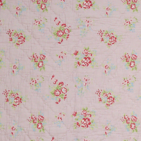 Pink Floral Cot Quilt with Lace Trim