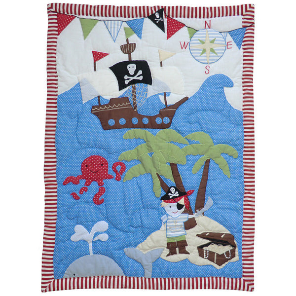 Embroidered Patchwork Pirate Cot Quilt