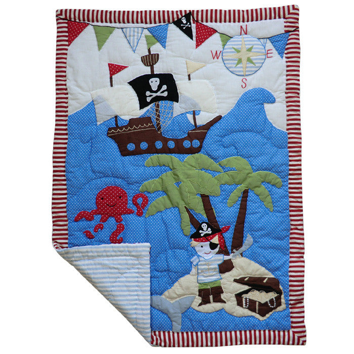 Embroidered Patchwork Pirate Cot Quilt