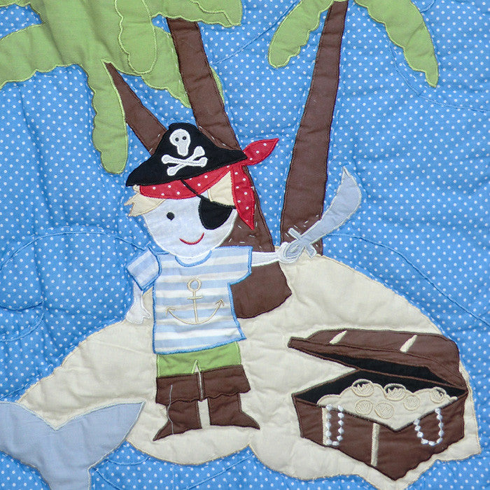 Embroidered Patchwork Pirate Cot Quilt