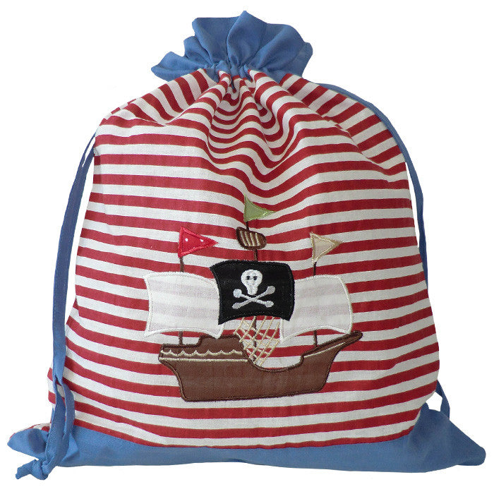 Embroidered Patchwork Pirate Laundry/Toy Bag