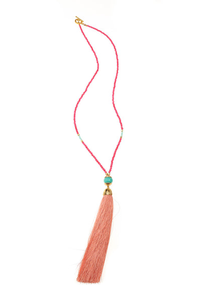 Melon Rainbow Tassel Necklace