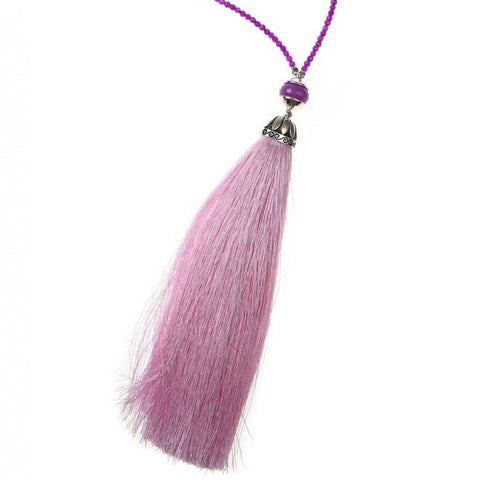 Pink & Purple Rainbow Long Tassel Necklace