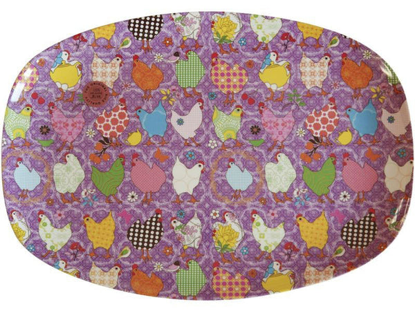 Rectangular Purple Melamine Hen Plate