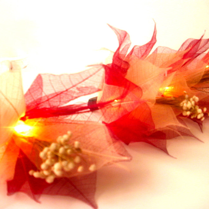 Red Bodhi Leaf String Lighting