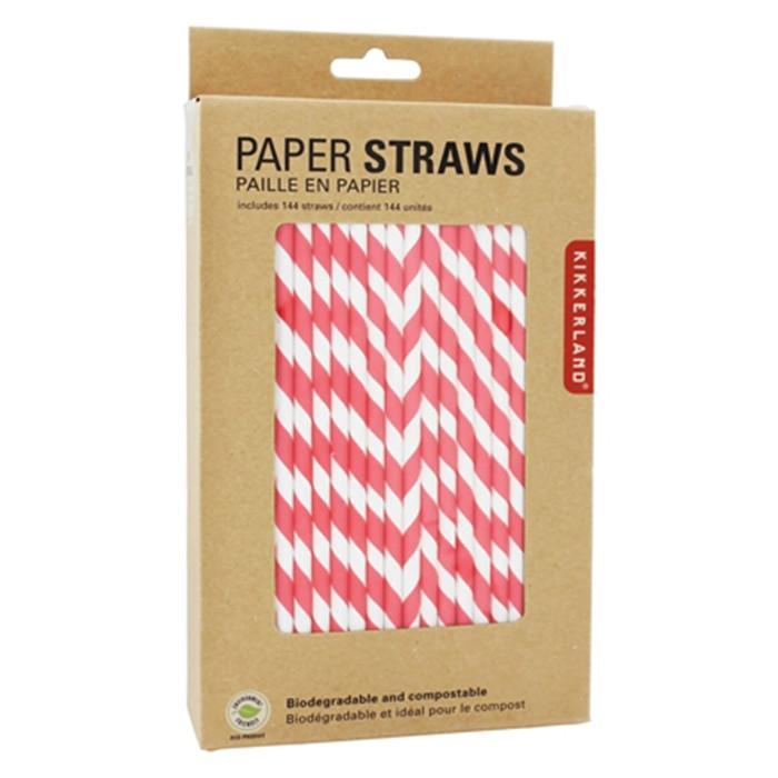  Biodegradable Red Retro Paper Straws