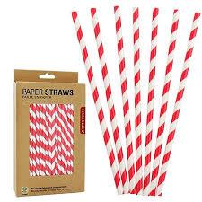  Biodegradable Red Retro Paper Straws