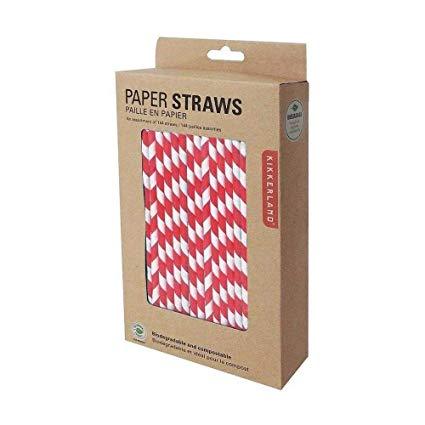  Biodegradable Red Retro Paper Straws
