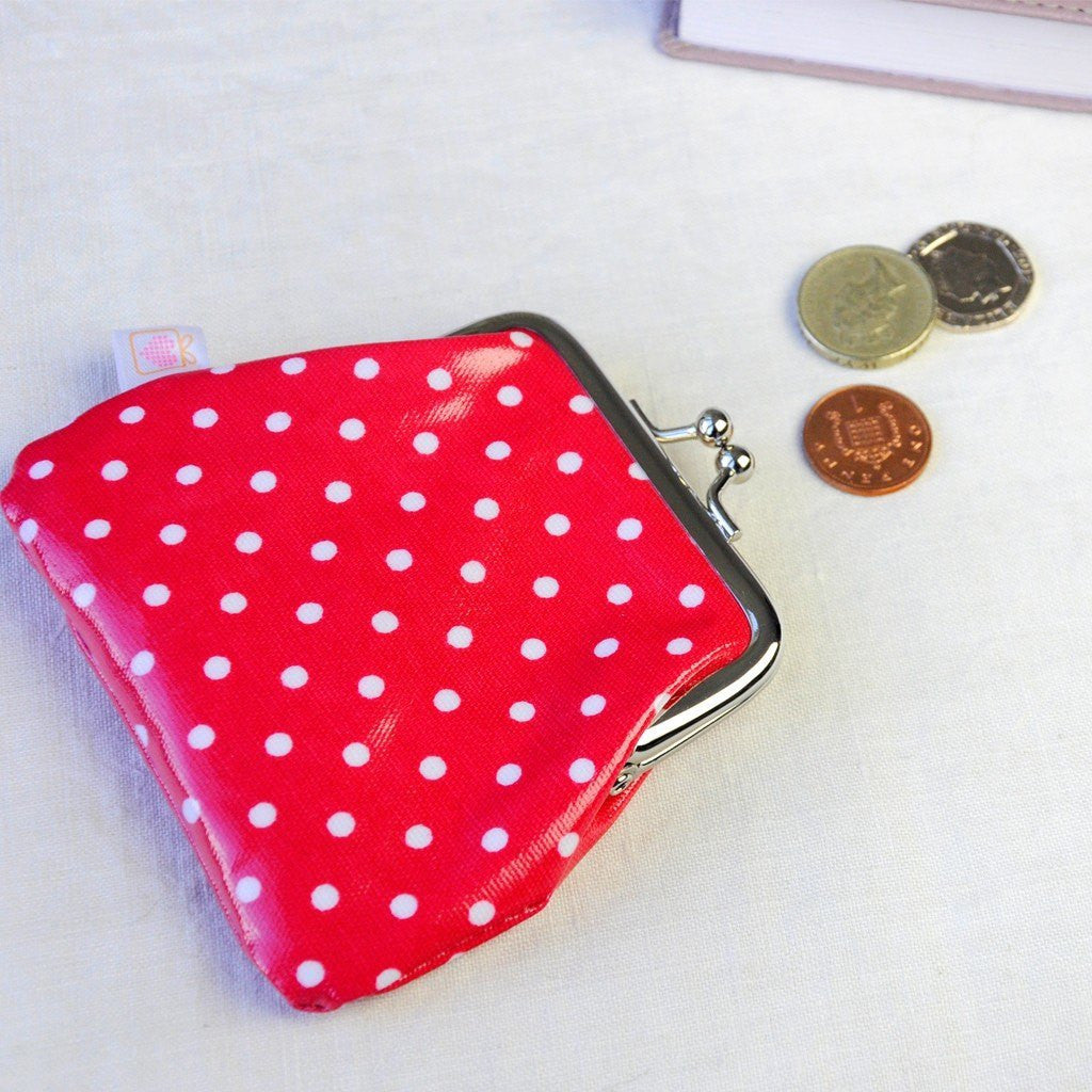 Red Spotty Oilcloth Coin Purse