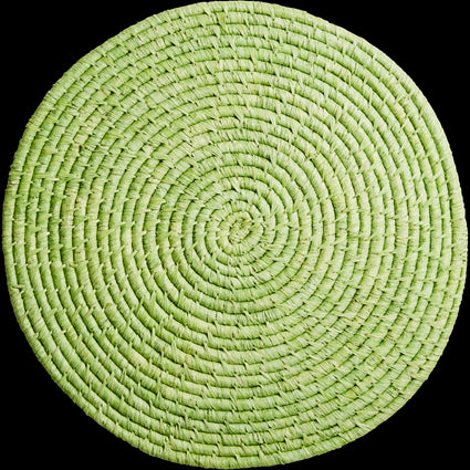 Large Pastel Green Round Handmade Raffia Coaster