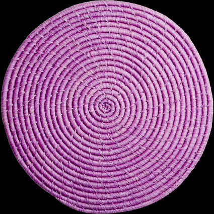 Large Lavender Round Handmade Raffia Coaster