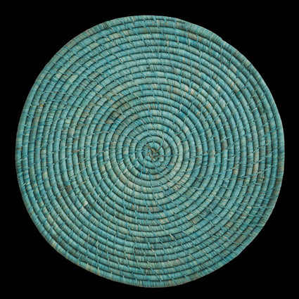 Large Mint Round Handmade Raffia Coaster