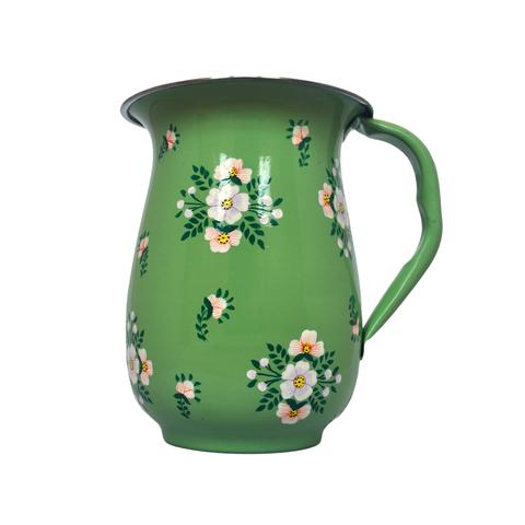 Green Sage Hand Painted Enamel Jug