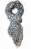 Grey Hearts Print Scarf