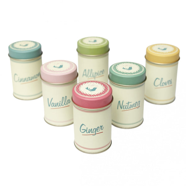 Set of 6 Pantry Design Spice Tins