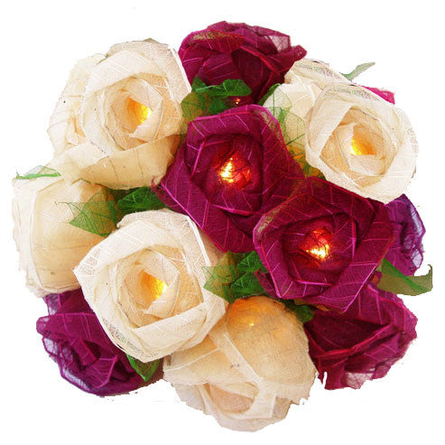 Burgundy/Cream Roses String Lighting