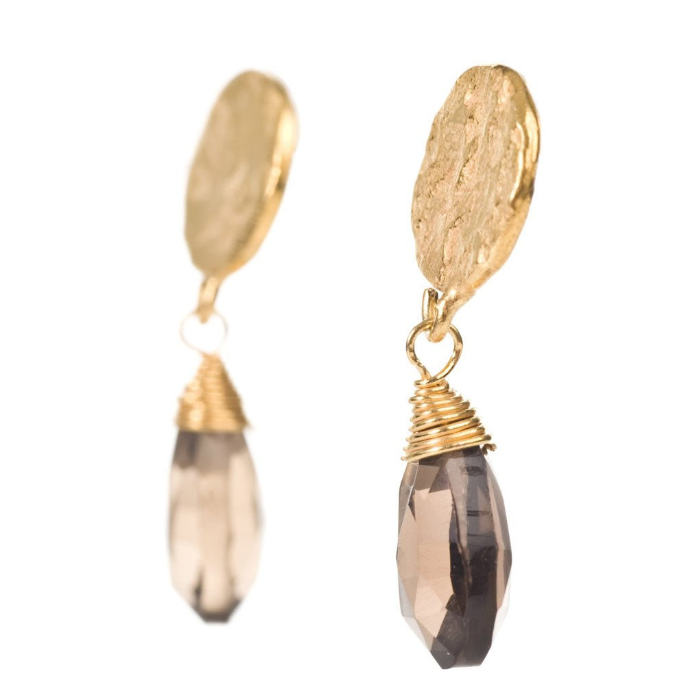 Azuni London Disc Earrings with Smoked Quartz from Indigo Blue Trading