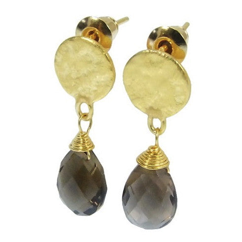 Azuni London Disc Earrings with Smoked Quartz