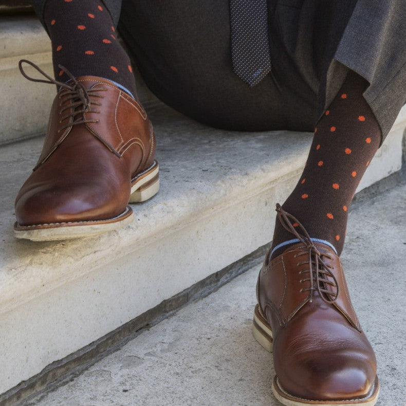 Orange Spot Striped Mens Socks