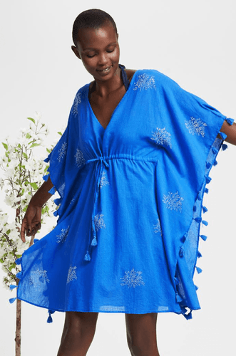 Aspiga Cobalt Blue St Kitts Cotton Kaftan Indigo Blue Trading