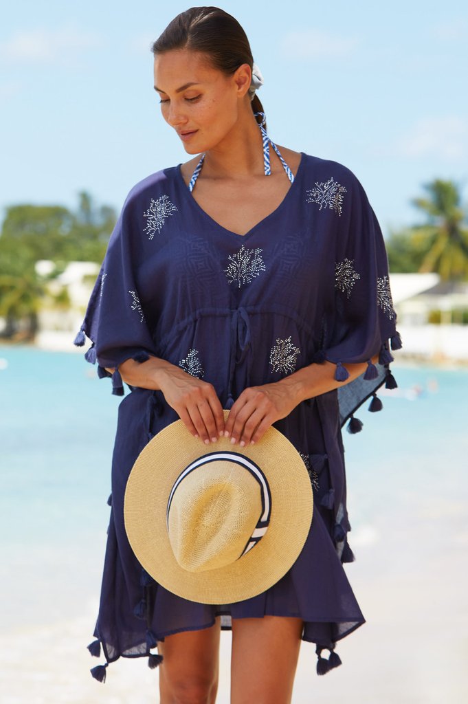 Navy Blue St Kitts Cotton Kaftan