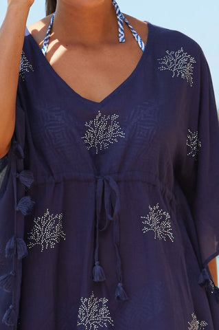 Navy Blue St Kitts Cotton Kaftan