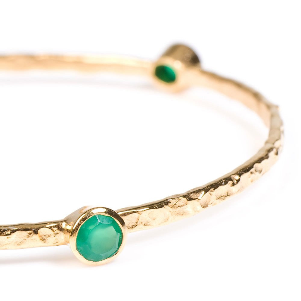 Green Onyx Gold Plated Bangle