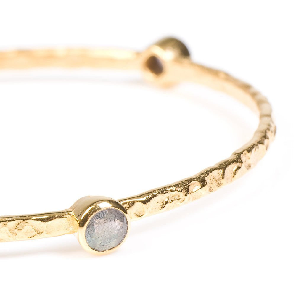 Labradorite Gold Plated Stacking Bangle