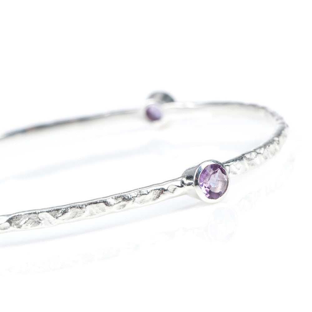 Amethyst Silver Stacking Bangle