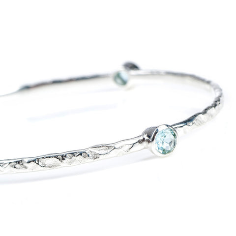 Blue Topaz Silver Stacking Bangle