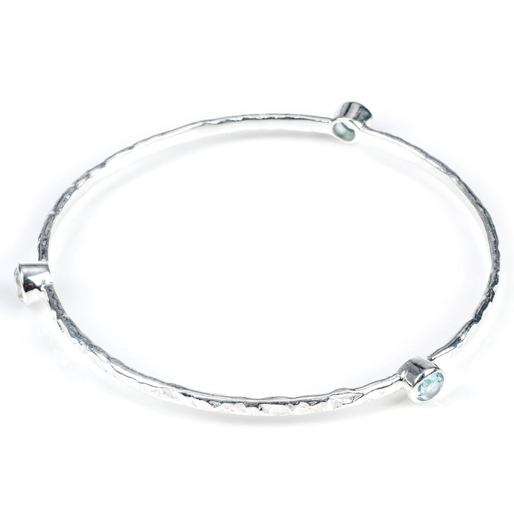 Blue Topaz Silver Stacking Bangle