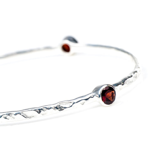 Garnet Silver Stacking Bangle