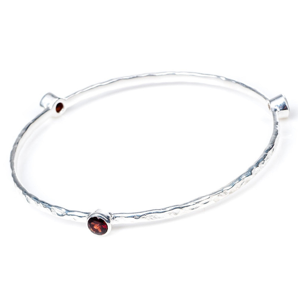 Garnet Silver Stacking Bangle