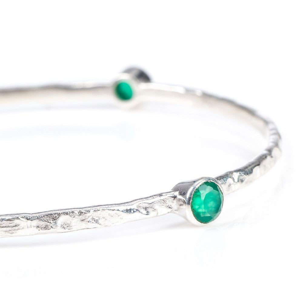 Green Onyx Silver Stacking Bangle