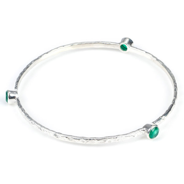 Green Onyx Silver Stacking Bangle