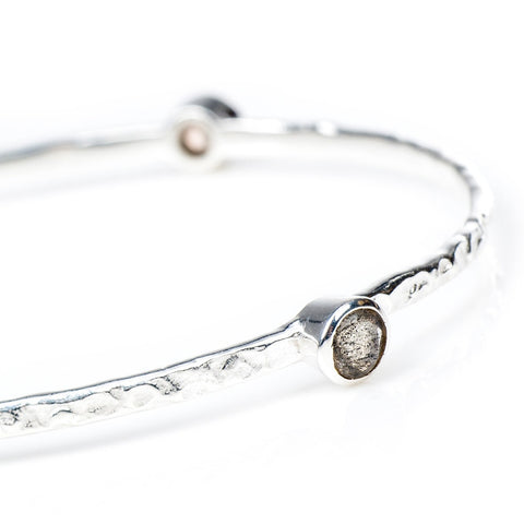 Labradorite Silver Stacking Bangle