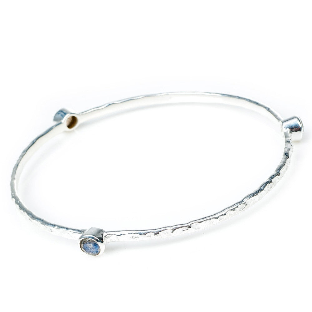 Labradorite Silver Stacking Bangle