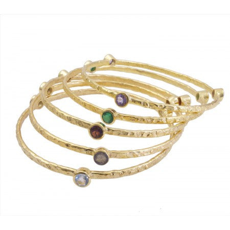 5 Gold Plated Semi-Precious Bangles