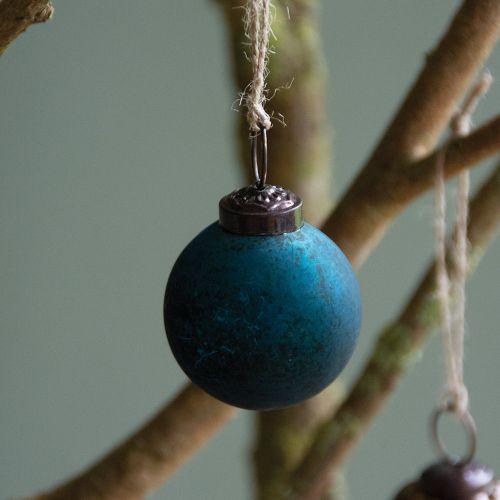 Teal Matt Vintage Round Bauble