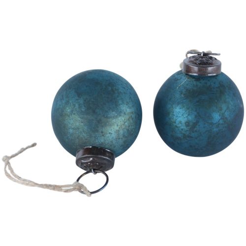 Teal Matt Vintage Round Bauble