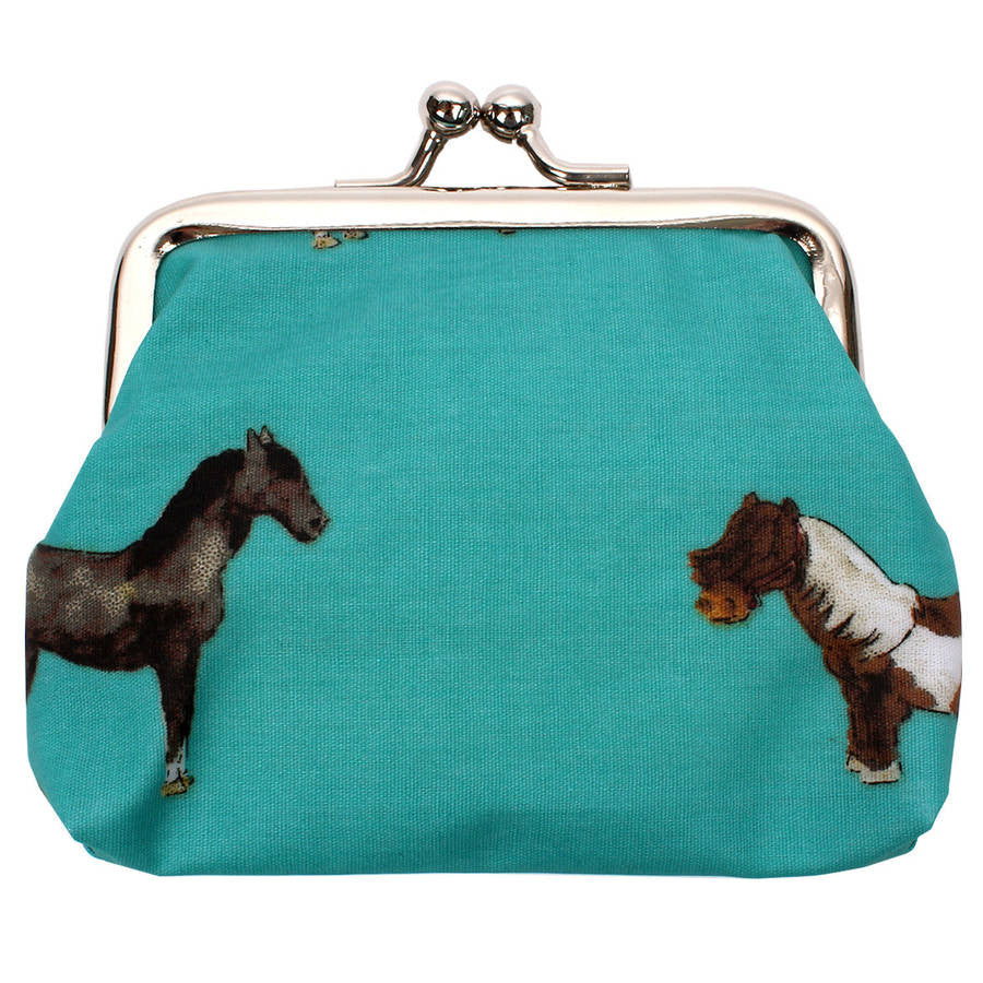 Teal Coin Purse Horses