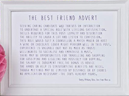 'Best Friend Advert' Poem Print