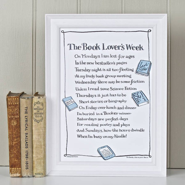 'The Book Lover's Week' Poem Print