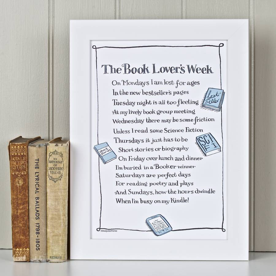 'The Book Lover's Week' Poem Print