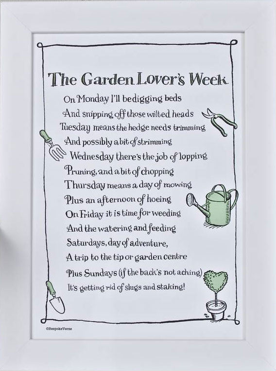 'The Garden Lover's Week' Poem Print