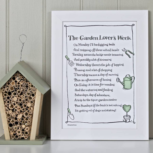 'The Garden Lover's Week' Poem Print