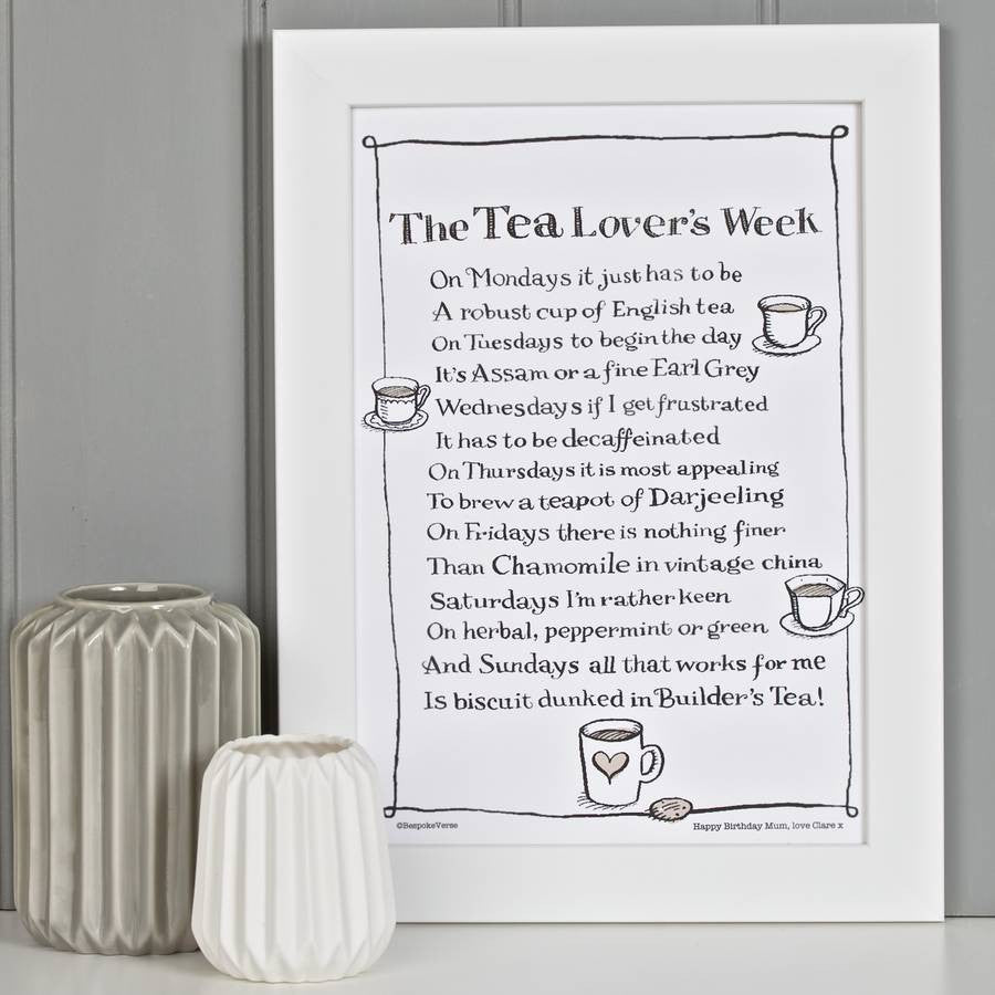 Poem Print - The Tea Lover's Week