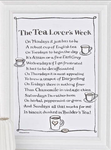 Poem Print - The Tea Lover's Week